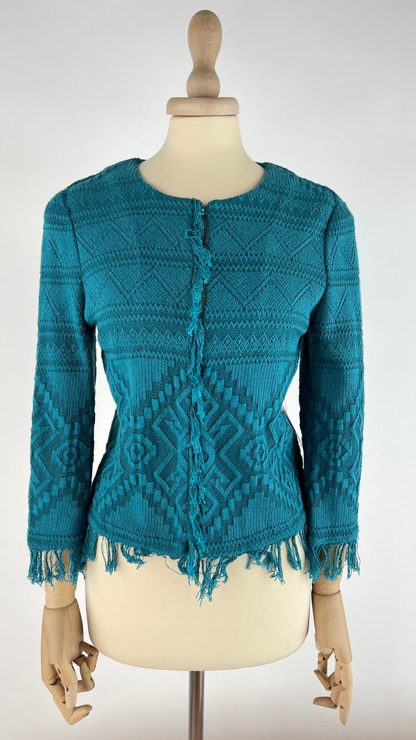 Cardigan girocollo sfrangiato