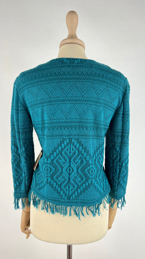 Cardigan girocollo sfrangiato