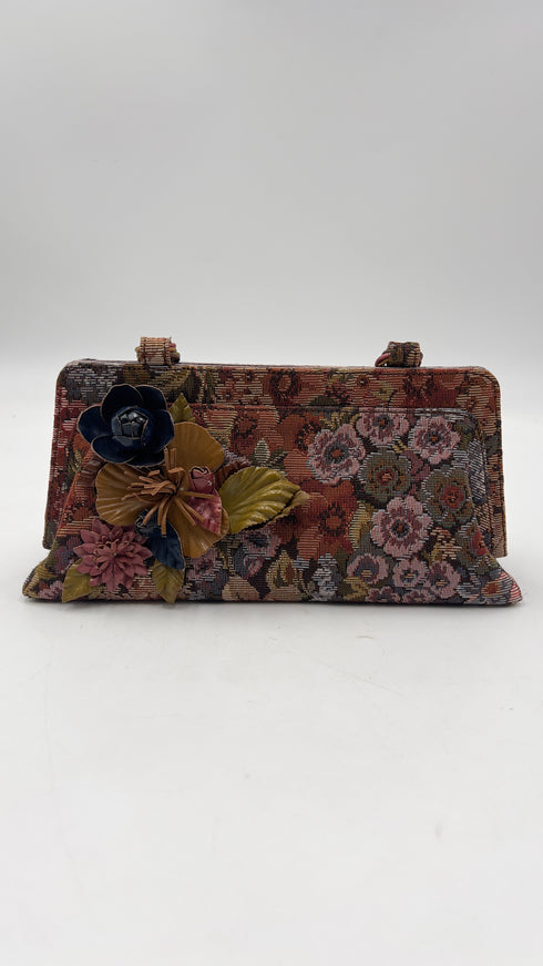 Clutch in jacquard con appliqués