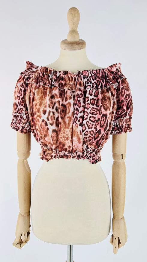 Cropped top animalier con cartellino