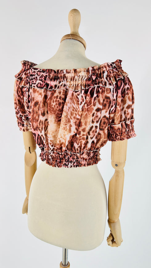 Cropped top animalier con cartellino