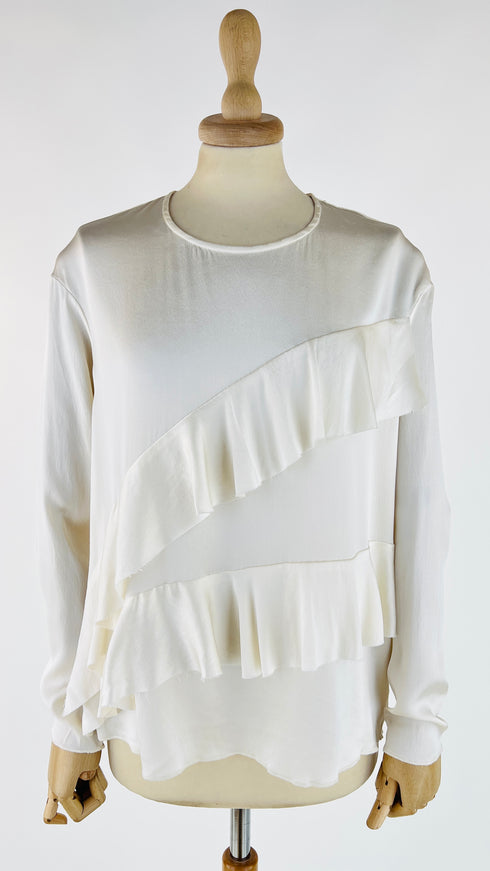 Blusa satin con volant