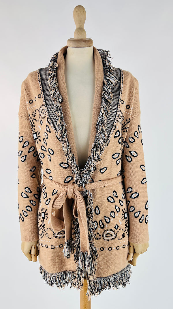 Cardigan paisley con cintura