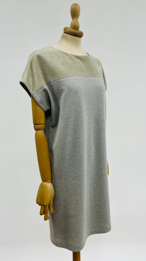 Abito corto in suede e jersey