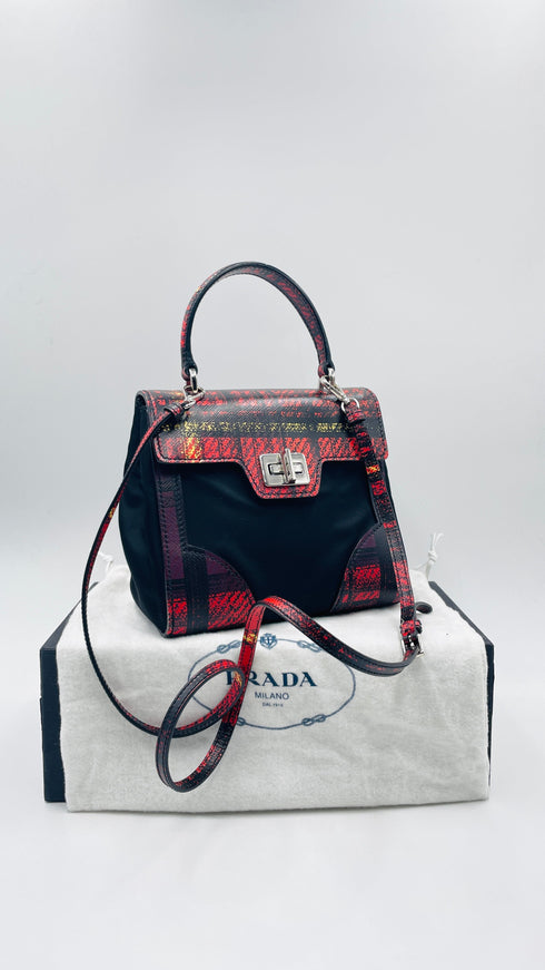 Borsa in pelle tartan