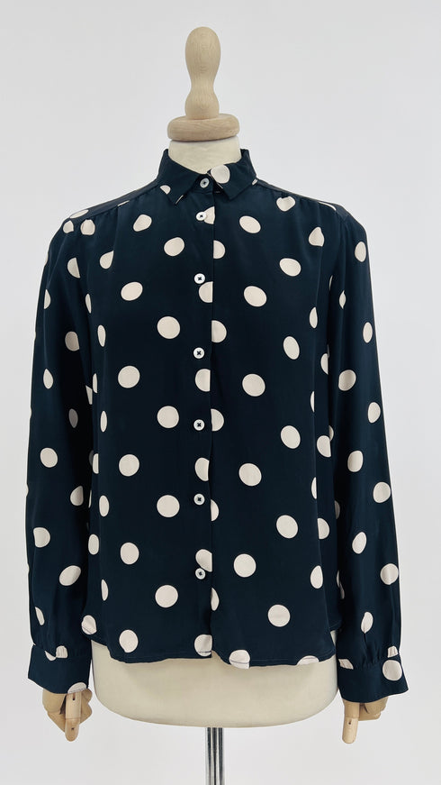 Camicia blu a pois