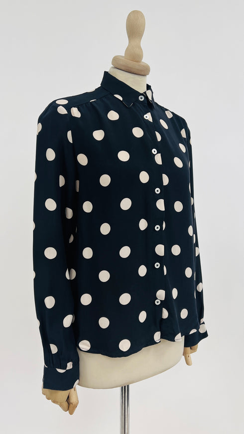 Camicia blu a pois