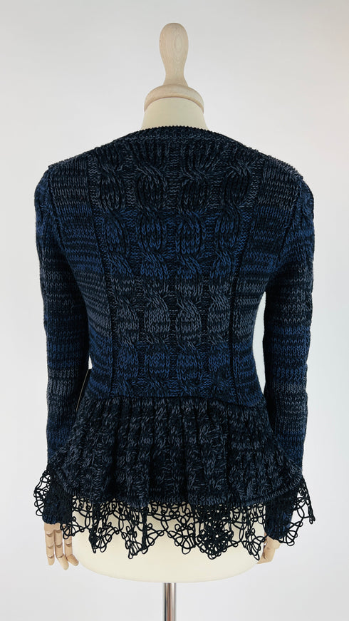 Cardigan in cotone inserto pizzo