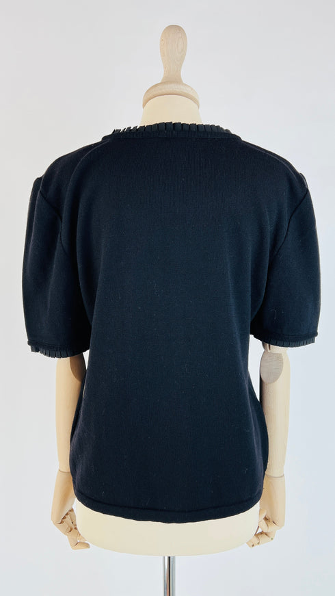 Maglia scollo squadrato plissè