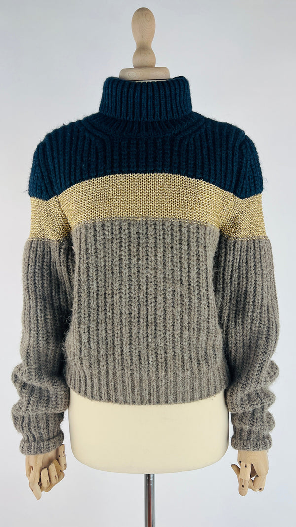 Collo alto colorblock