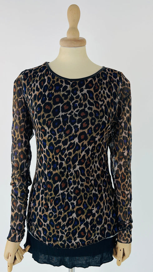 Maglia in mesh animalier