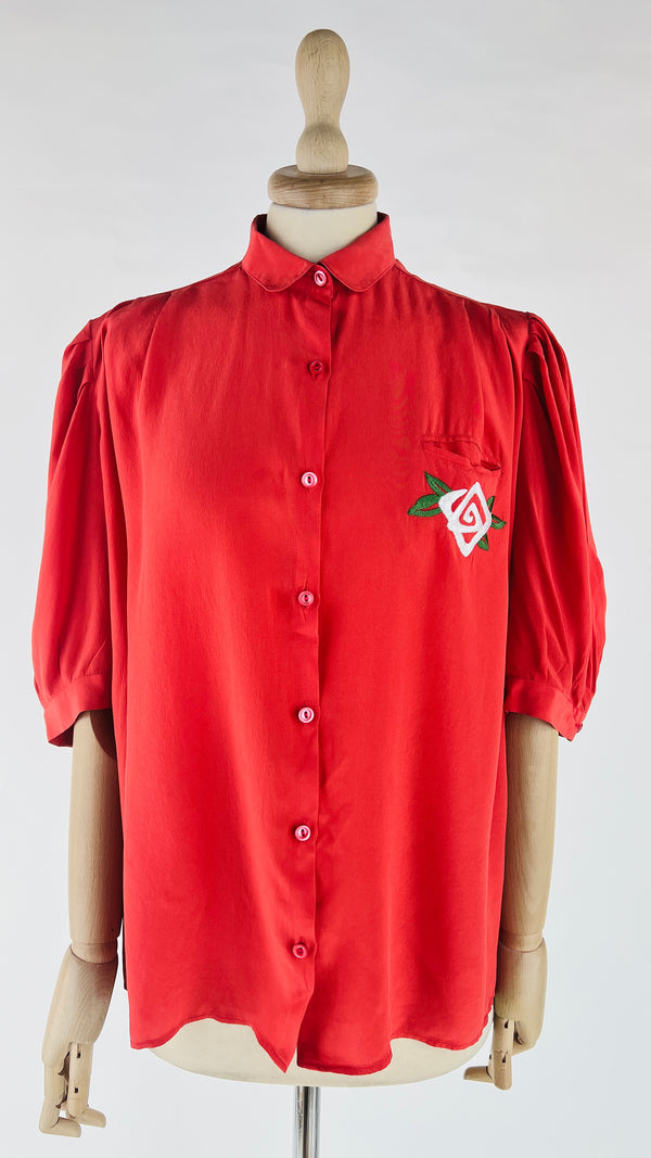 Camicia vintage ricamo fiore