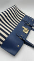 Borsa a righe bianche e blu