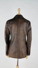 Blazer in pelle marrone Ralph Lauren