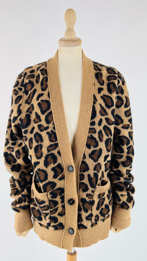 Cardigan animalier con tasche