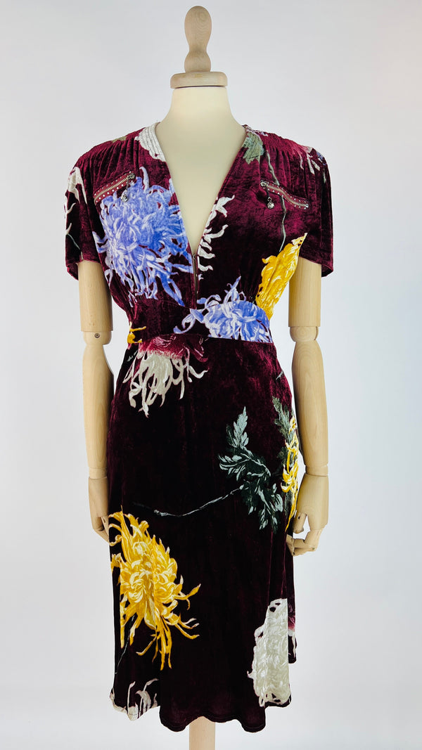 Abito midi velluto fiori