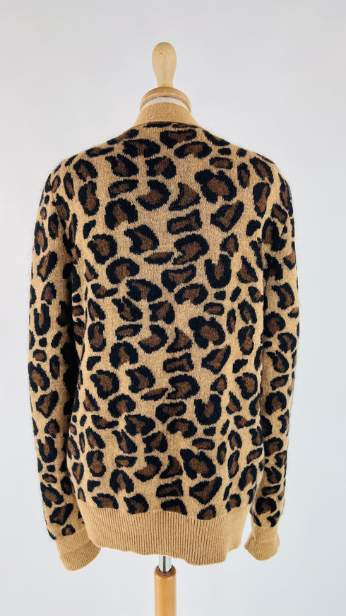 Cardigan animalier con tasche