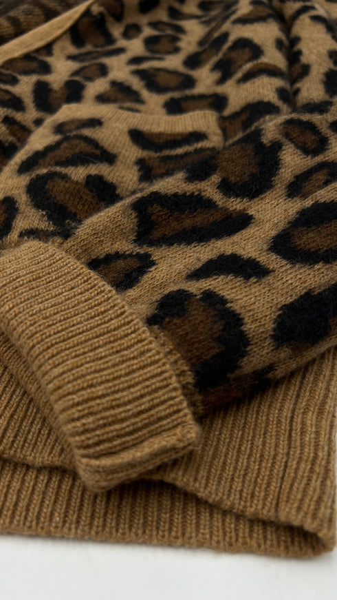 Cardigan animalier con tasche