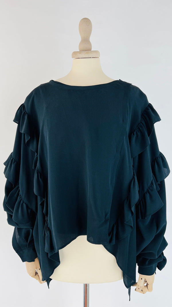 Blusa volant in seta