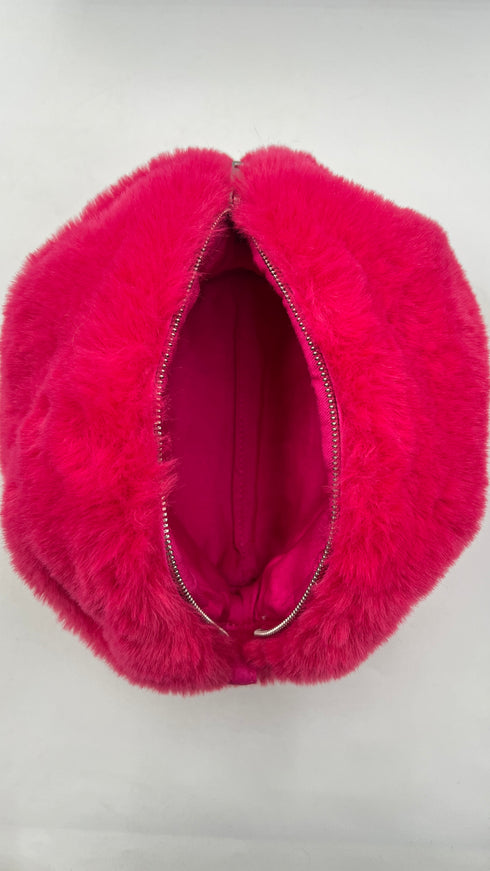 Pochette faux fur fucsia