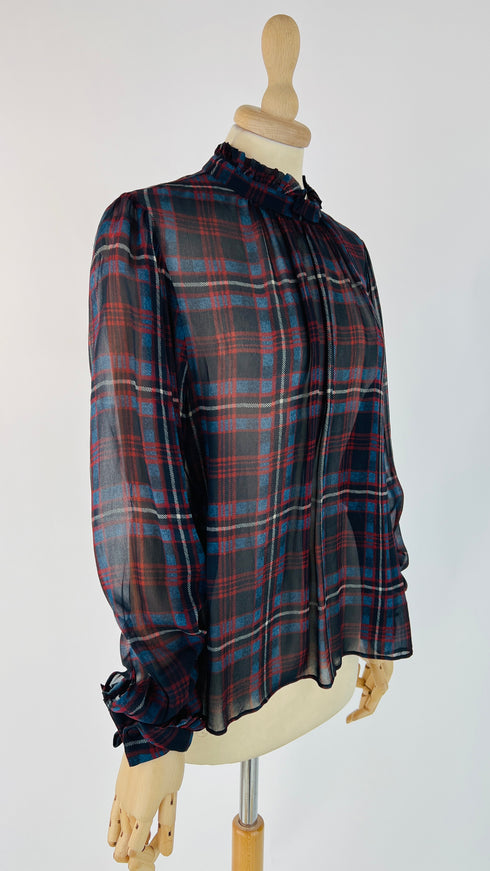 Blusa semi trasparente tartan