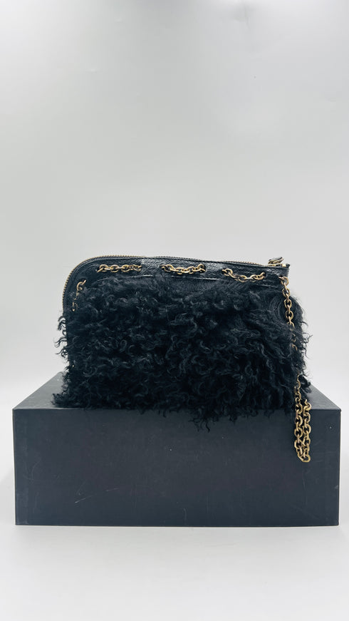 Pochette faux fur con catena