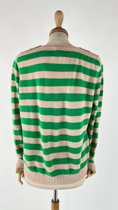 Maglia righe verdi in cashmere