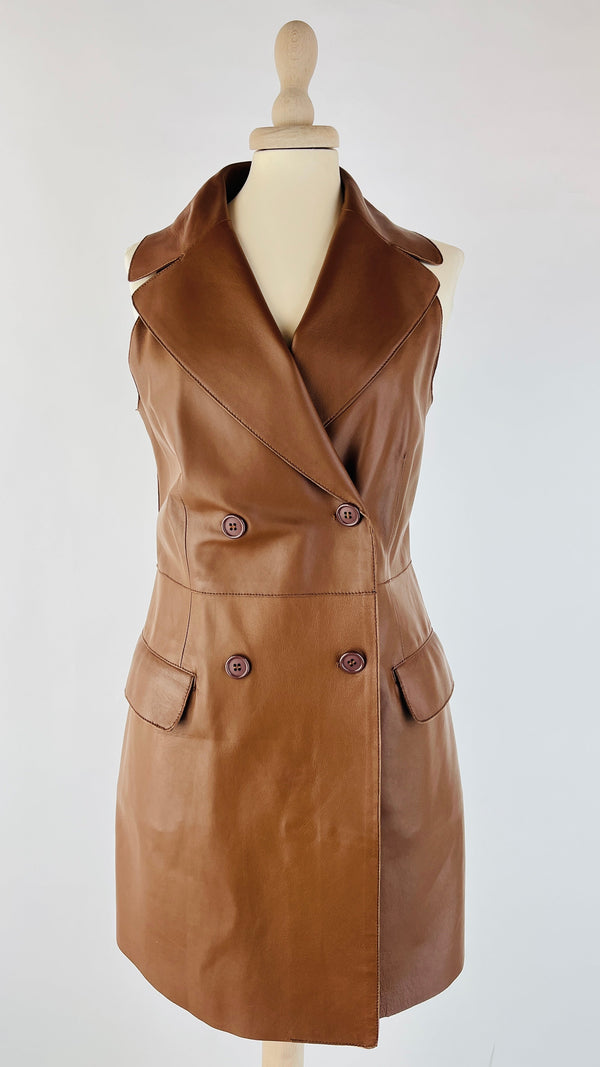 Gilet lungo in pelle