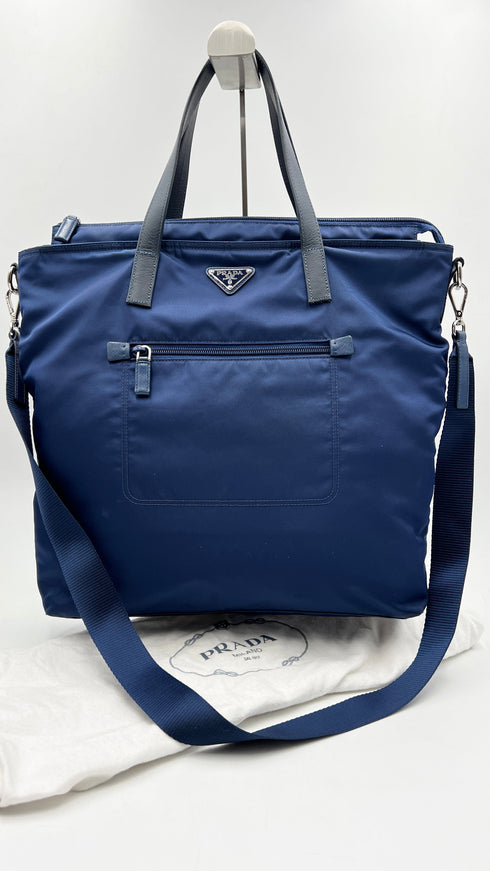Borsa in nylon bluette