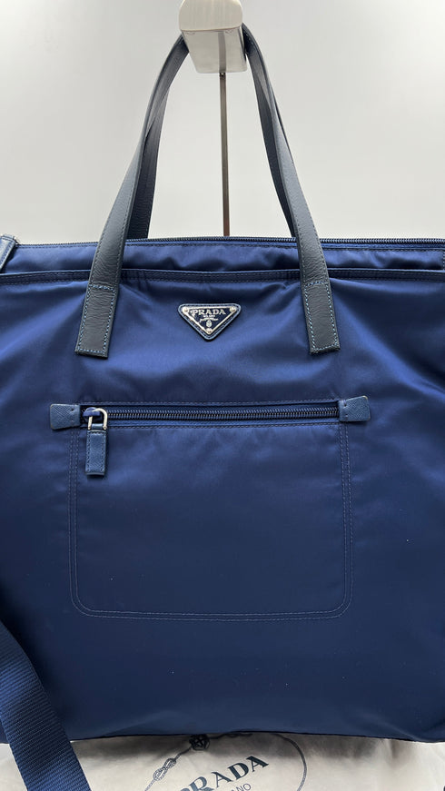 Borsa in nylon bluette