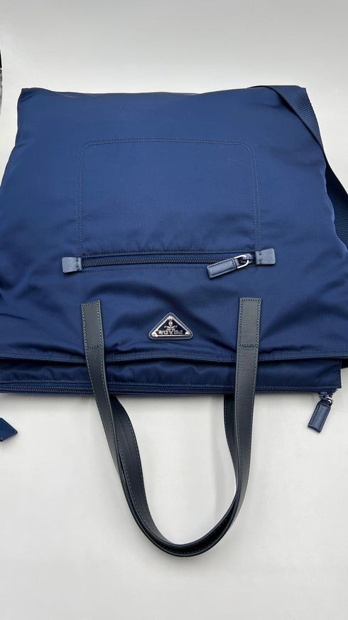 Borsa in nylon bluette