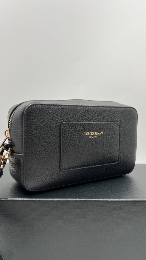 Pochette in pelle nera