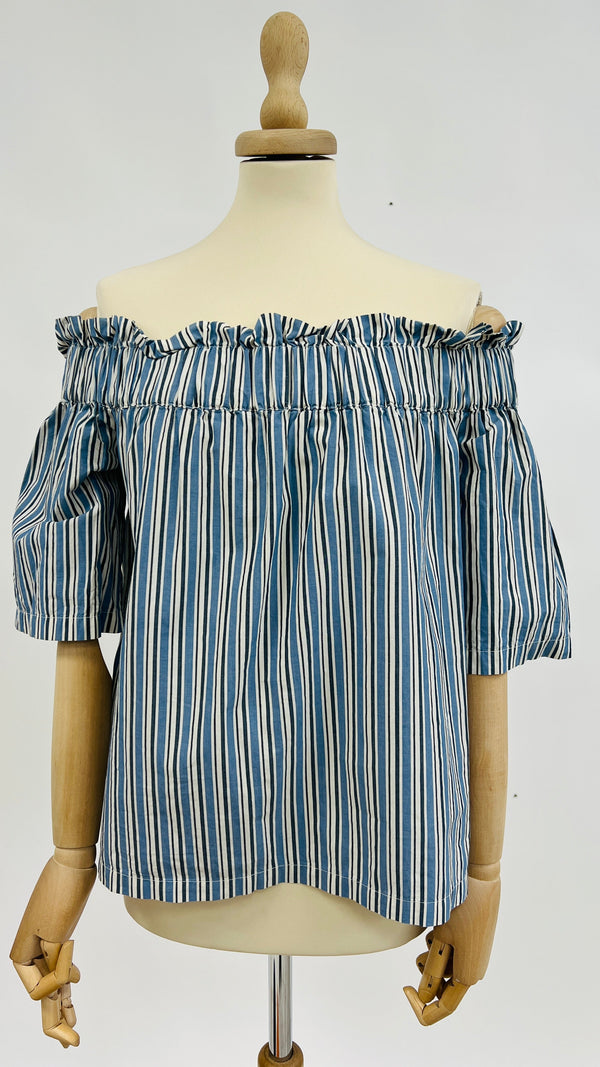 Top off-shoulder a righe