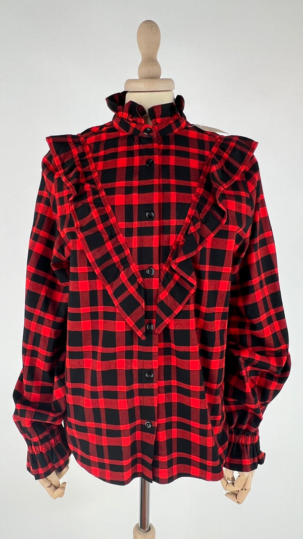 Camicia con volant in plaid