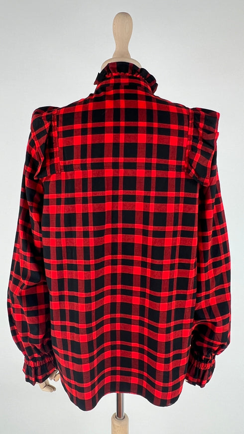 Camicia con volant in plaid