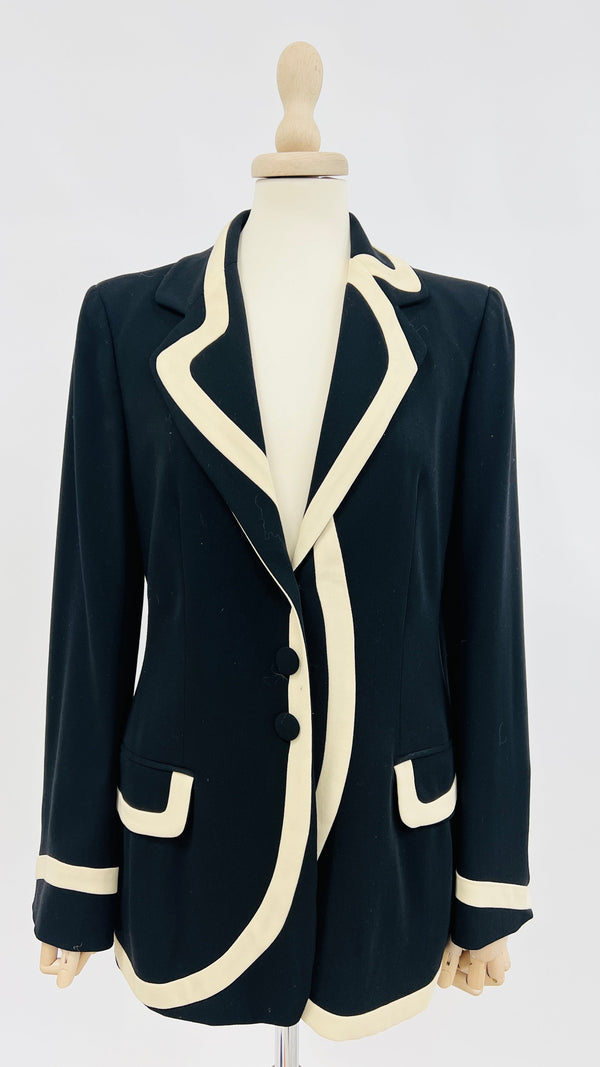 Blazer nero in lana-seta