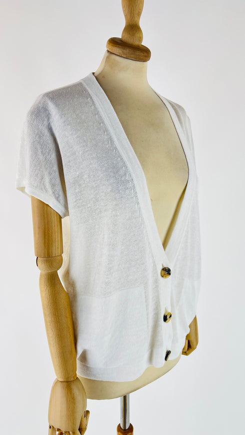 Cardigan lino cotone bianco