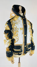Piumino barocco logo Versace