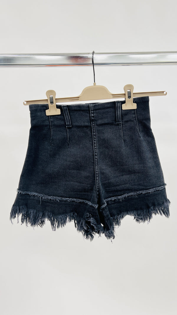 Shorts in denim sfrangiato