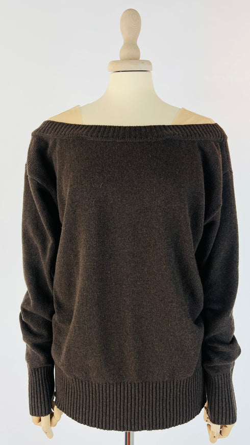 Maglione inserti collo tulle