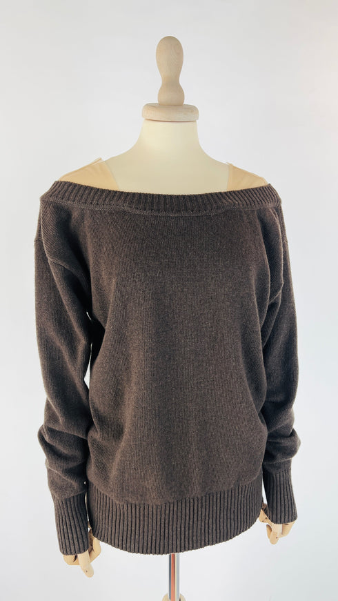 Maglione inserti collo tulle