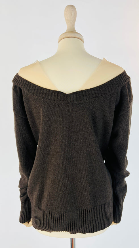 Maglione inserti collo tulle