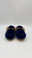Slipper in velluto blu GUCCI