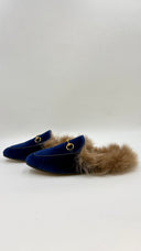 Slipper in velluto blu GUCCI