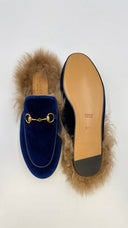 Slipper in velluto blu GUCCI