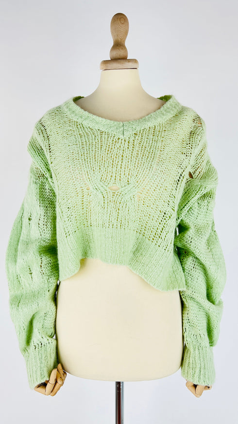 Maglia cropped in lana