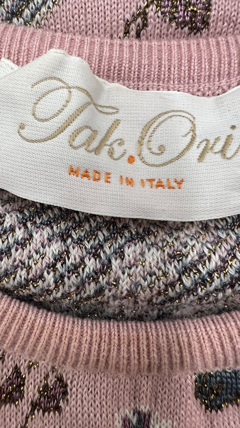 Maglia jacquard fantasia uccelli e foglie