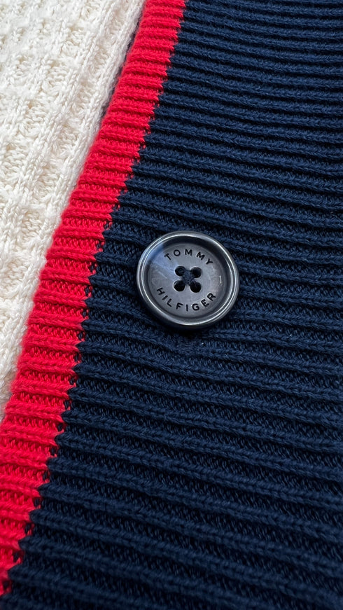 Cardigan righe rosso blu