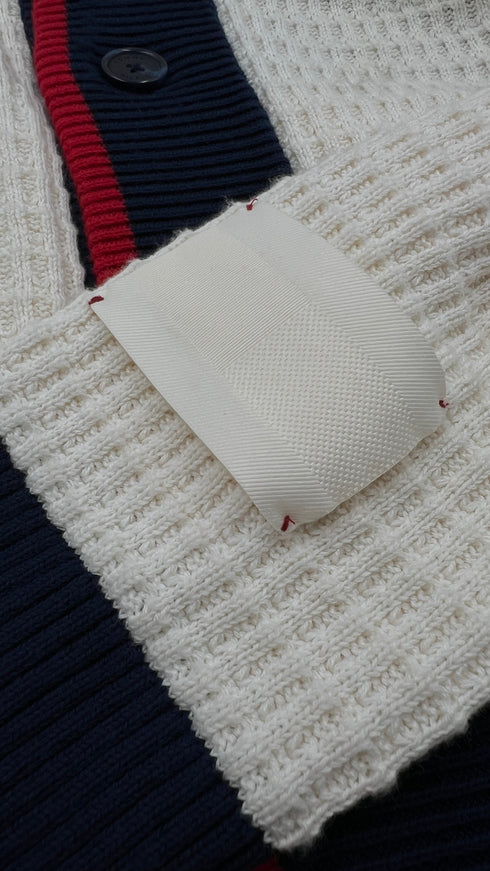 Cardigan righe rosso blu