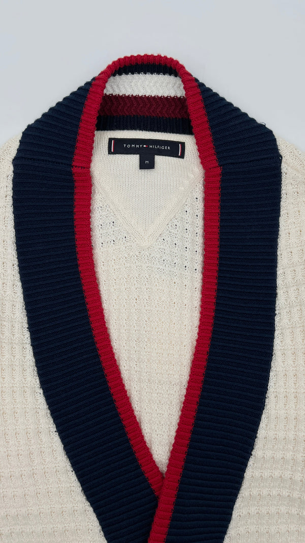 Cardigan righe rosso blu